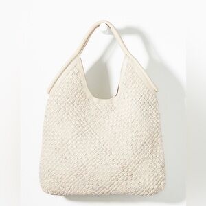 NWT Anthropologie cream colored leather‎ woven tote